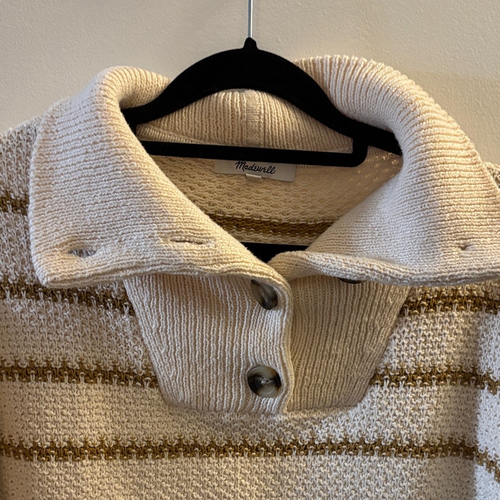 Madewell Cream and Brown Striped Turtleneck Sweater - Picture 2 of 4